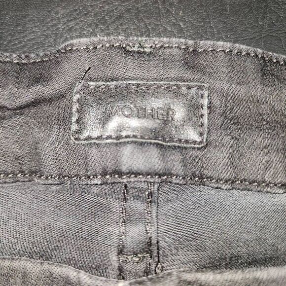 Mother Womens Black The Looker Ankle Fray Distressed Jeans 29 Butt Rip - Picture 6 of 8